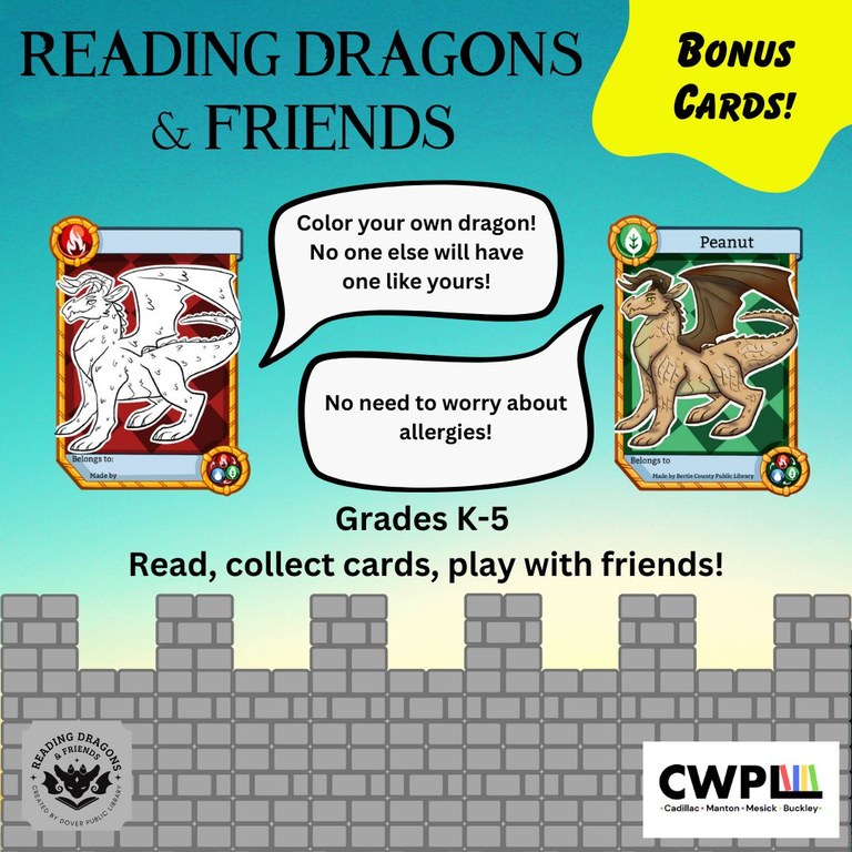 Bonus cards for Reading Dragons and Friends