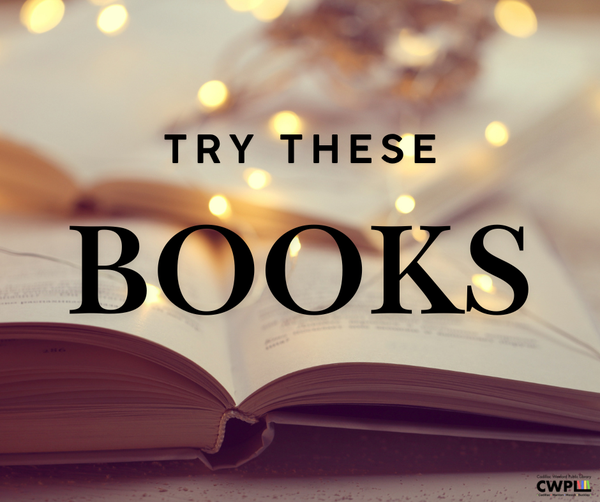 Try These Books open book with the words try these books