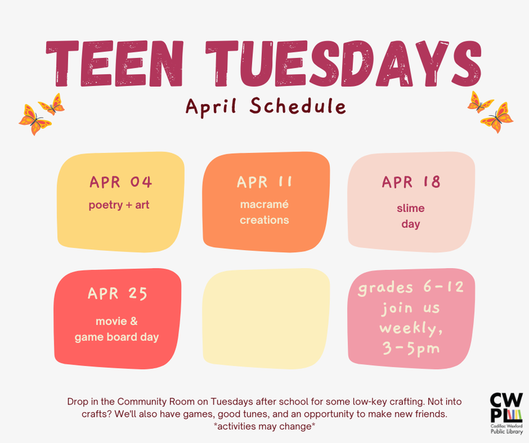 APR Teen Tuesdays - monthly schedule.png